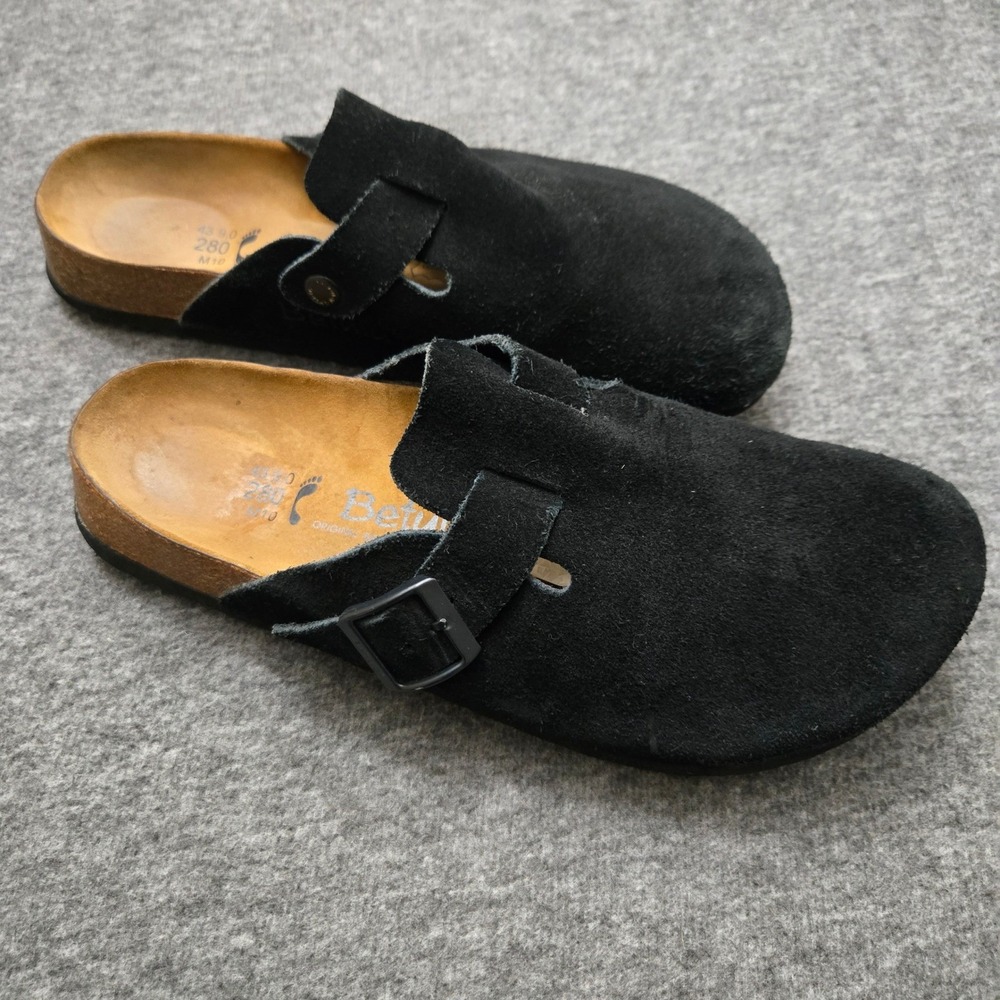 Betula Birkenstock Clogs Mens 10 Black Suede Leather Boston Granola Casual Indie